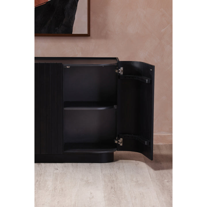 Elegant Wave-Textured 4-Door Storage Console