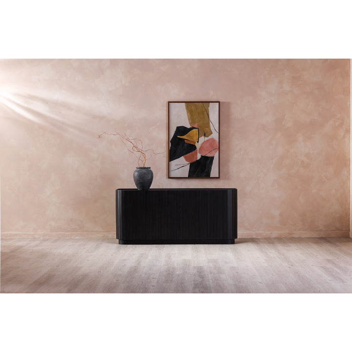 Elegant Wave-Textured 4-Door Storage Console