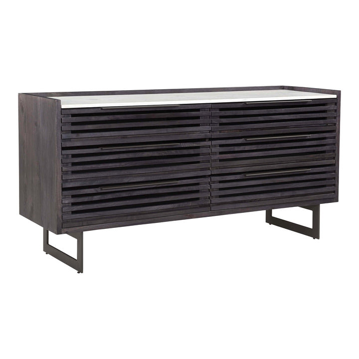 Eco-Chic 6-Drawer Wooden Chest with Marble Top