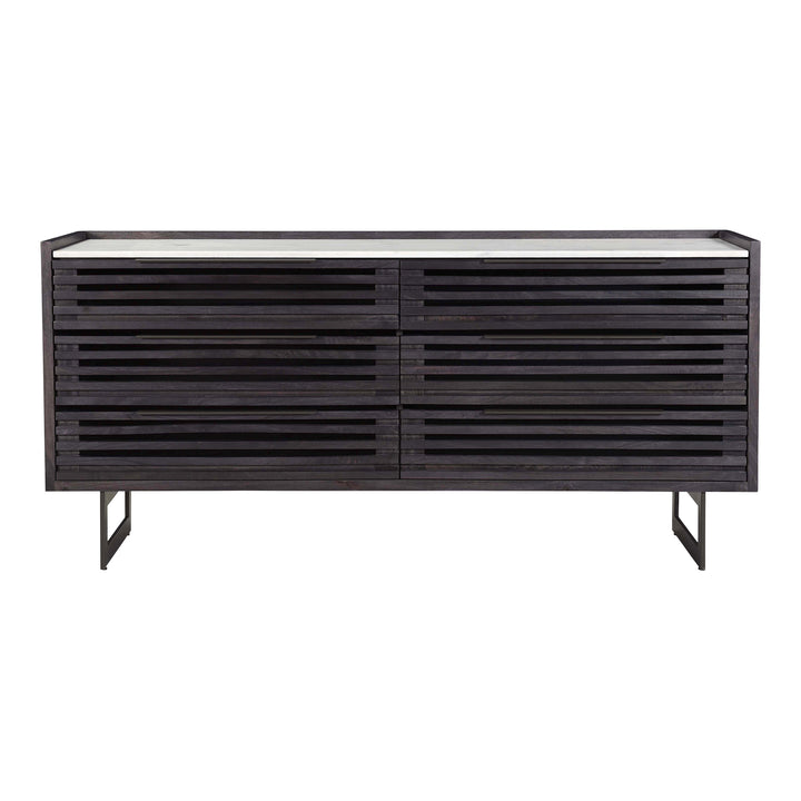 Eco-Chic 6-Drawer Wooden Chest with Marble Top