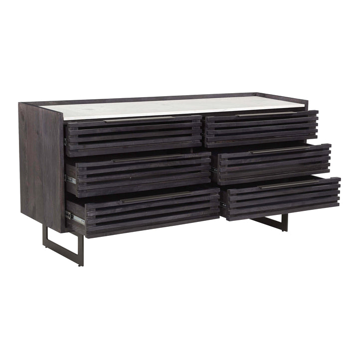 Eco-Chic 6-Drawer Wooden Chest with Marble Top