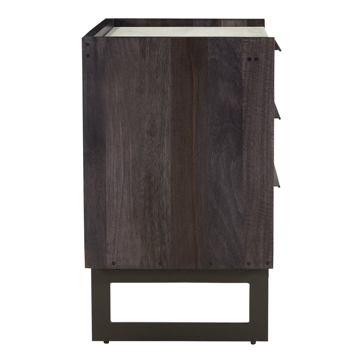 Elegant Ribbed-Front Marble Nightstand