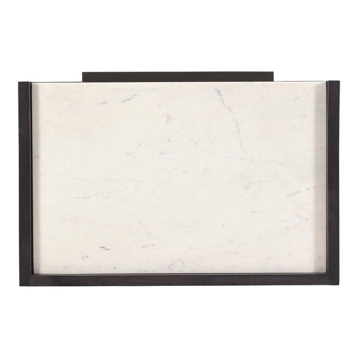 Elegant Ribbed-Front Marble Nightstand