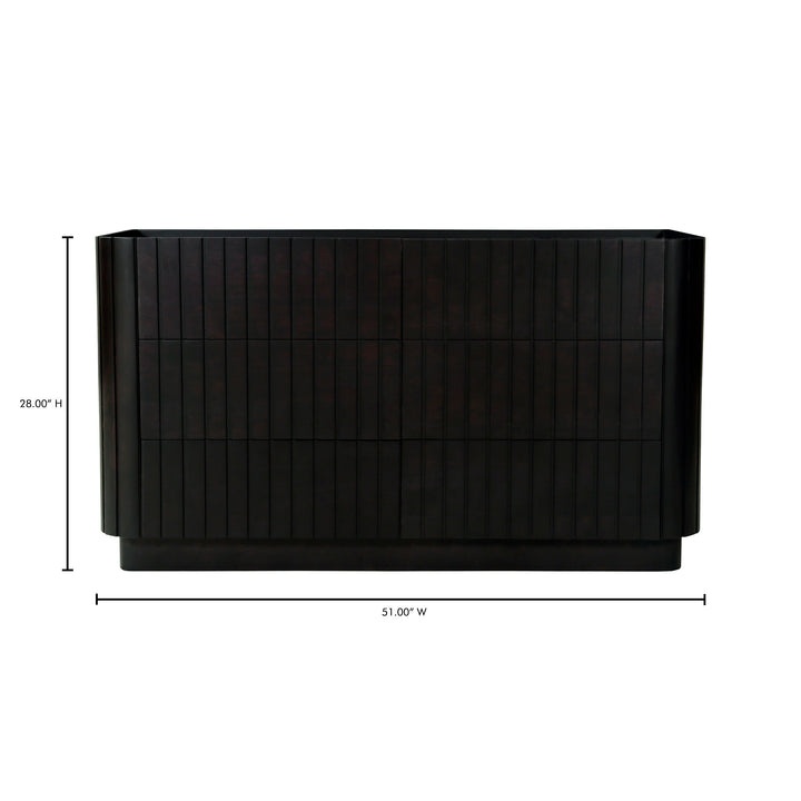 Ripplewave Black 6-Drawer Dresser