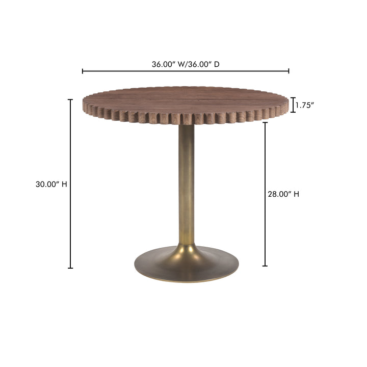 Dynamic Wave Cafe Table - Timeless Brass & Wood Design