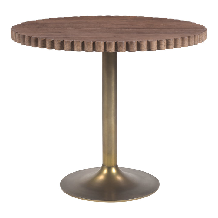 Dynamic Wave Cafe Table - Timeless Brass & Wood Design
