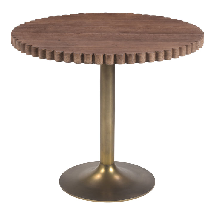 Dynamic Wave Cafe Table - Timeless Brass & Wood Design