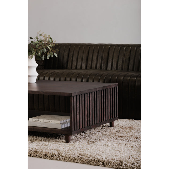 Modern Slatted Acacia Wood Coffee Table
