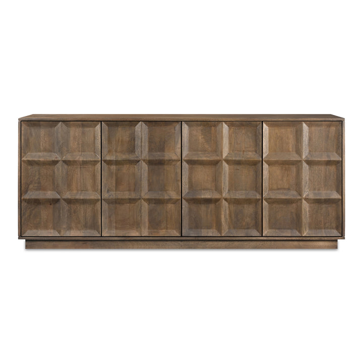 Modern Wall-inspired Storage Console in Mango Wood