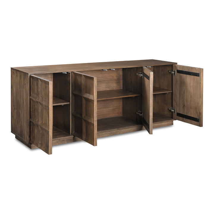 Modern Wall-inspired Storage Console in Mango Wood