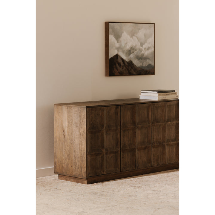 Modern Wall-inspired Storage Console in Mango Wood