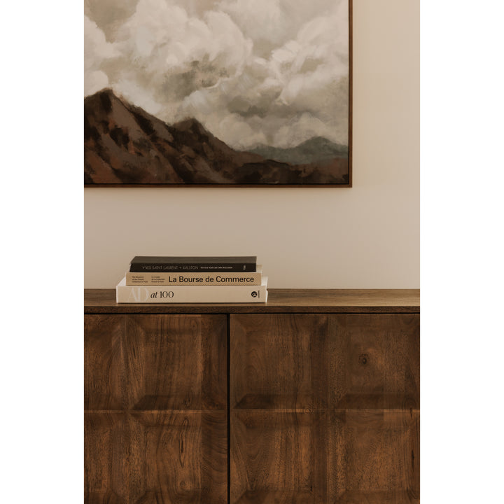 Modern Wall-inspired Storage Console in Mango Wood