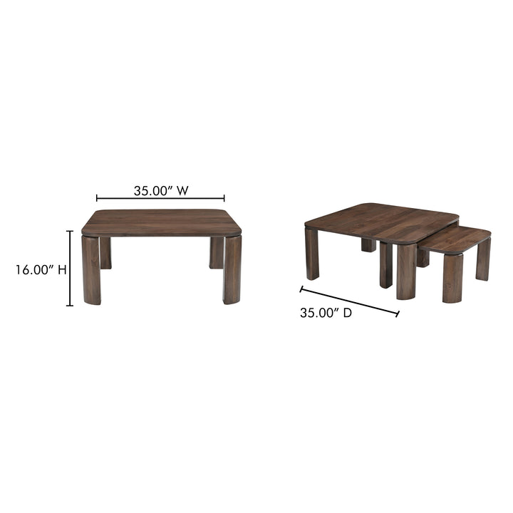 Cozy Square Nesting Coffee Tables in Rich Mango Wood