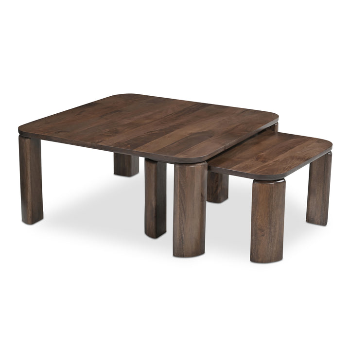 Cozy Square Nesting Coffee Tables in Rich Mango Wood