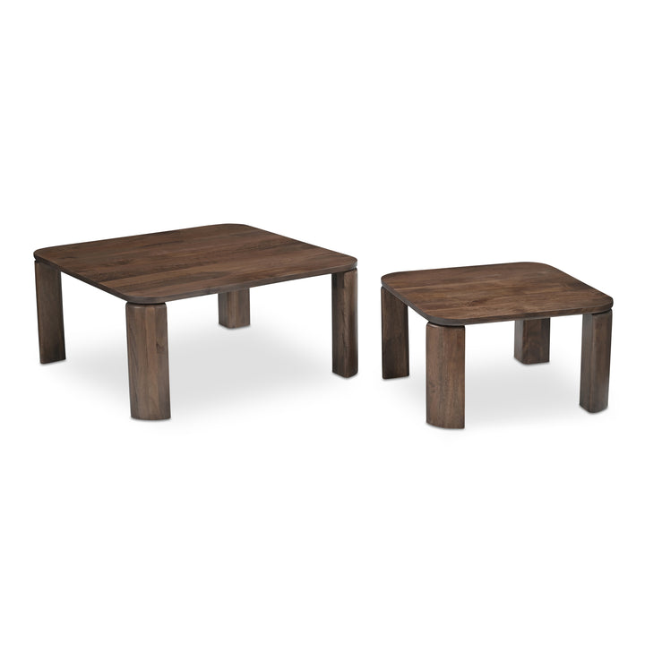 Cozy Square Nesting Coffee Tables in Rich Mango Wood