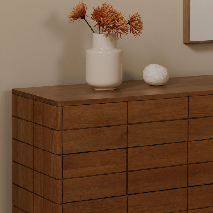 Modern Oak Six-Drawer Storage Solution