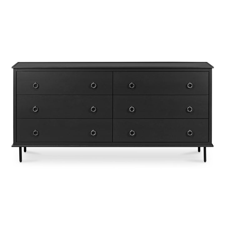 Modern Rustic 6-Drawer Chest with Embellished Handles