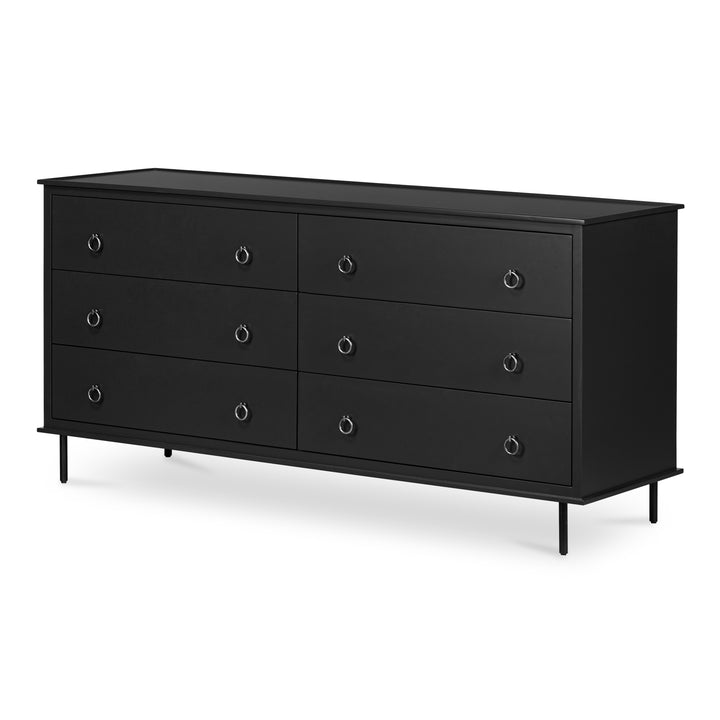 Modern Rustic 6-Drawer Chest with Embellished Handles