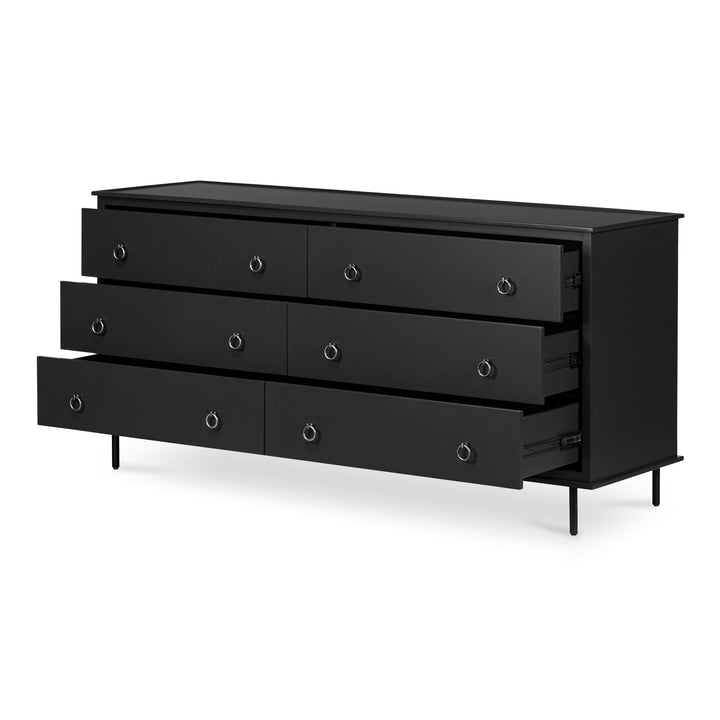 Modern Rustic 6-Drawer Chest with Embellished Handles