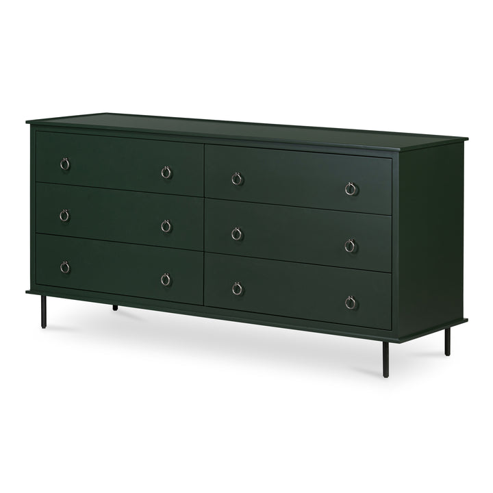 Modern Rustic 6-Drawer Chest with Embellished Handles