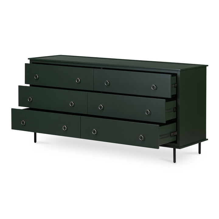 Modern Rustic 6-Drawer Chest with Embellished Handles