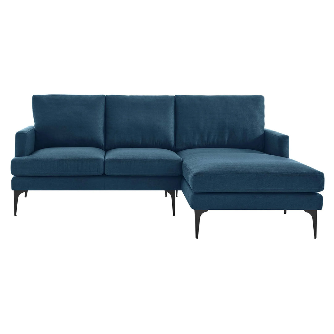 Everleigh Right-Facing Upholstered Fabric Sectional in Azure
