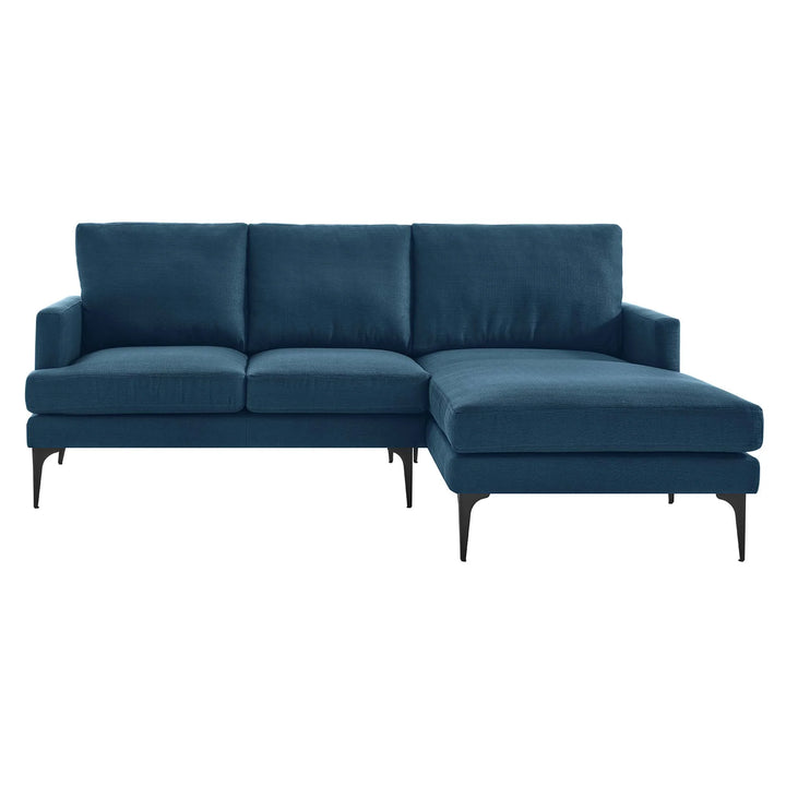 Everleigh Right-Facing Upholstered Fabric Sectional in Azure