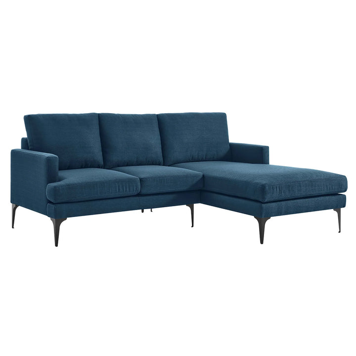 Everleigh Right-Facing Upholstered Fabric Sectional in Azure