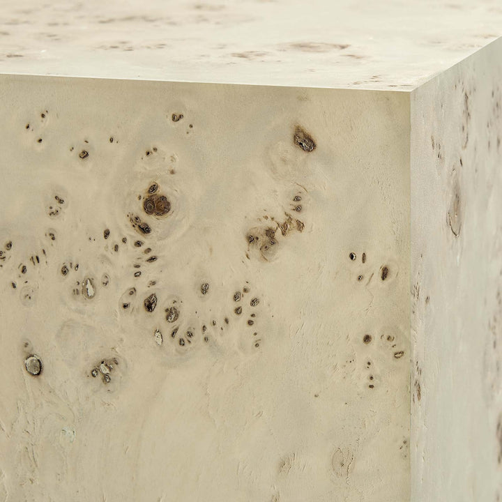 Burlin Square Side Table Bleached Burl