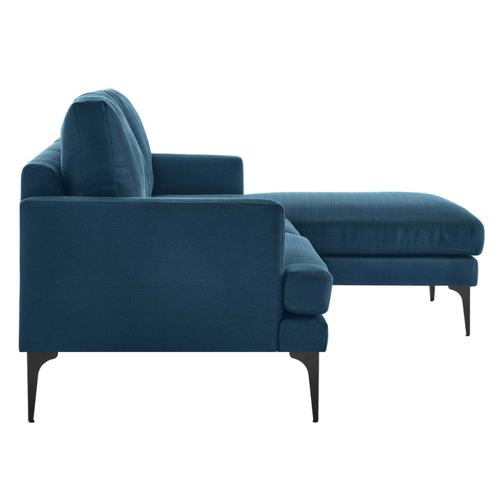 Everleigh Right-Facing Upholstered Fabric Sectional in Azure