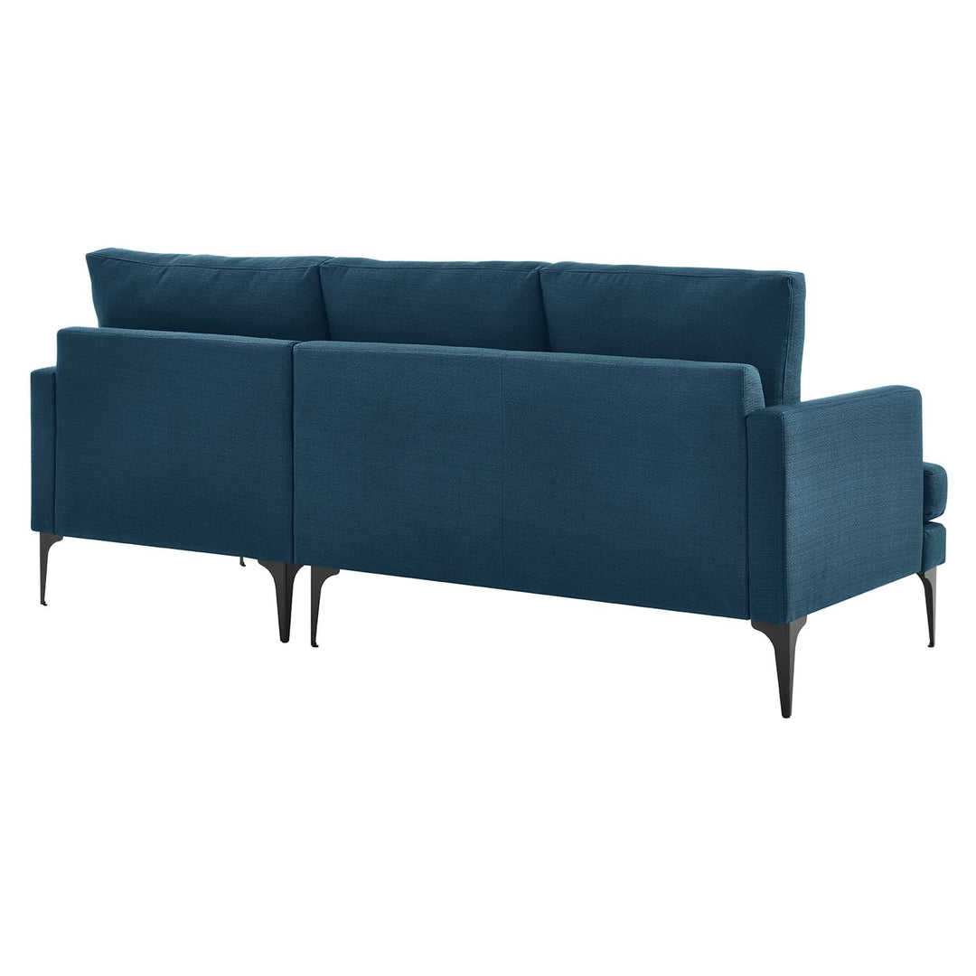 Everleigh Right-Facing Upholstered Fabric Sectional in Azure
