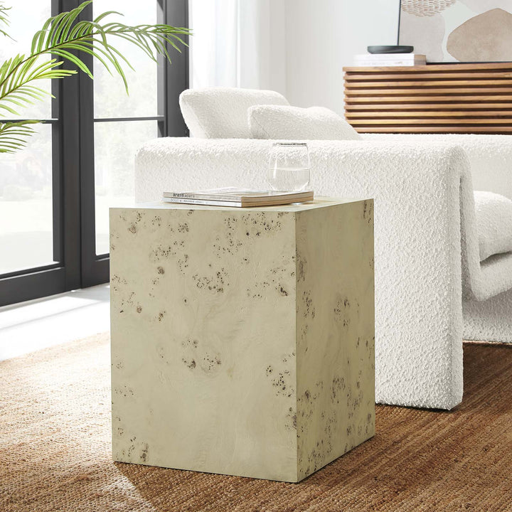 Burlin Square Side Table Bleached Burl