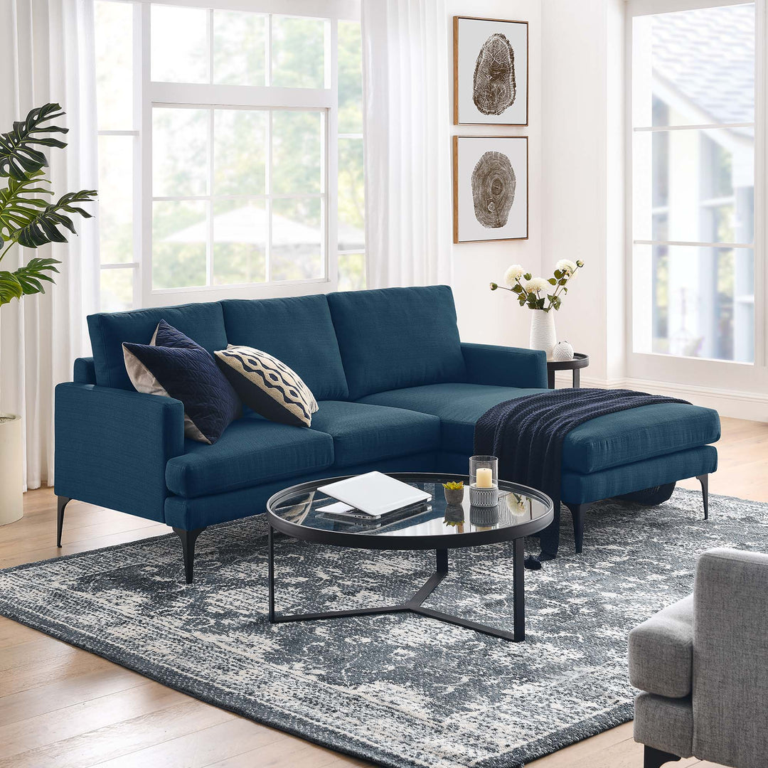 Everleigh Right-Facing Upholstered Fabric Sectional in Azure