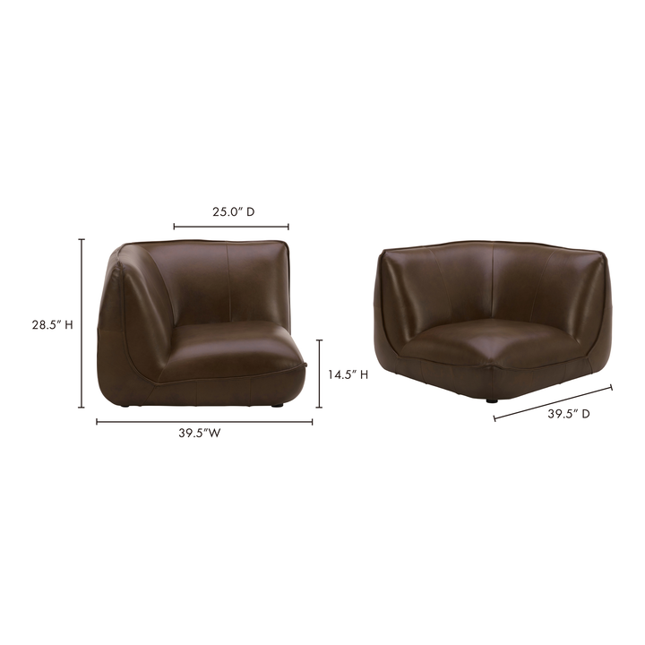 Space-Age Leather Lounger Corner Chair