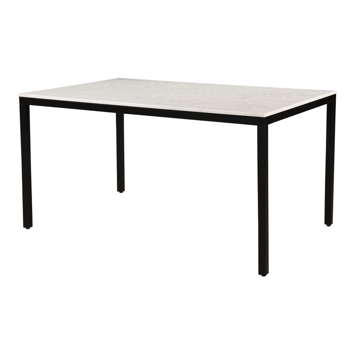 Modern Minimalist White Marble & Iron Dining Table