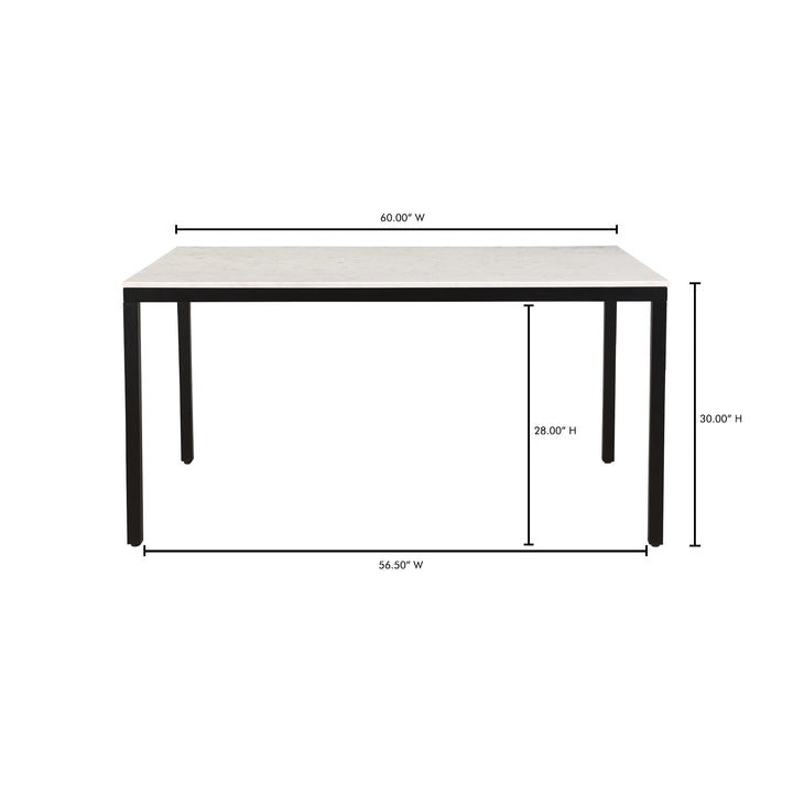 Modern Minimalist White Marble & Iron Dining Table