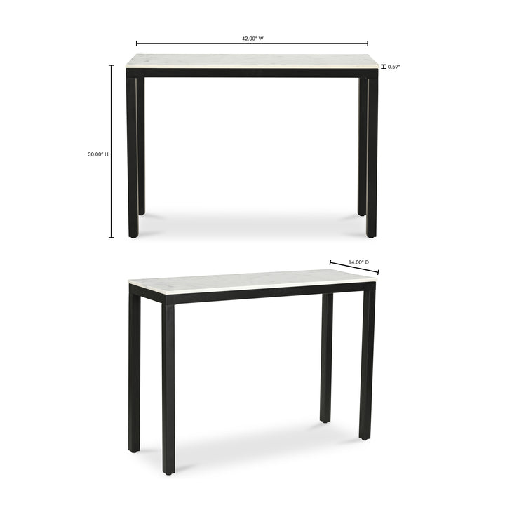 Modern Mixed Material Console Table with Banswara Marble Top
