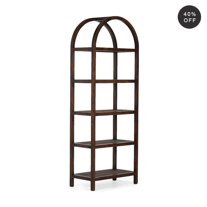 Timeless Acacia & Cane Bookshelf - Elegance Revisited