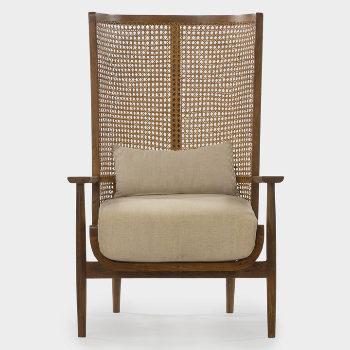 Contemporary Canvas Cane Lounge Chair