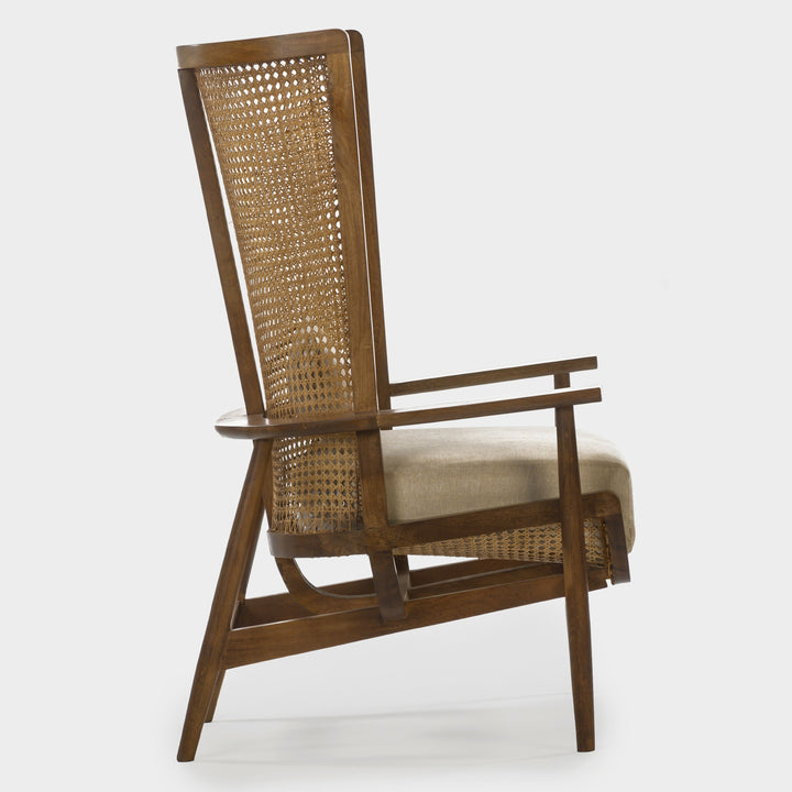 Contemporary Canvas Cane Lounge Chair