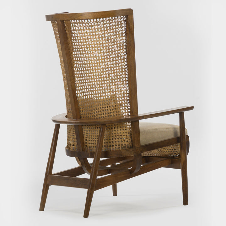 Contemporary Canvas Cane Lounge Chair