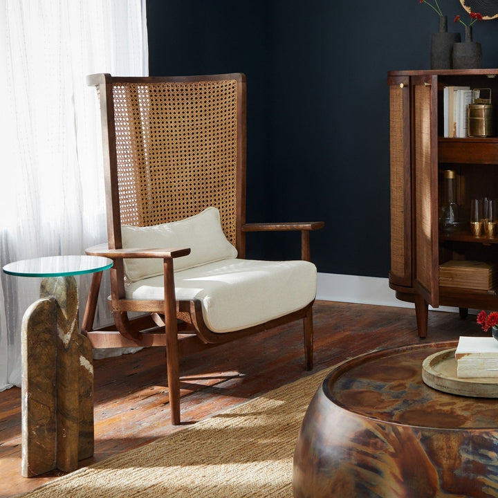 Contemporary Canvas Cane Lounge Chair