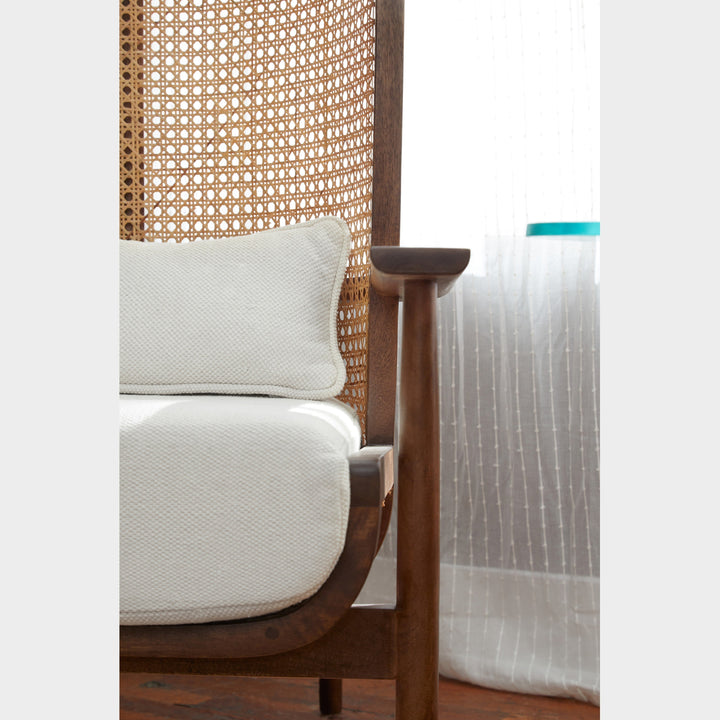 Contemporary Canvas Cane Lounge Chair