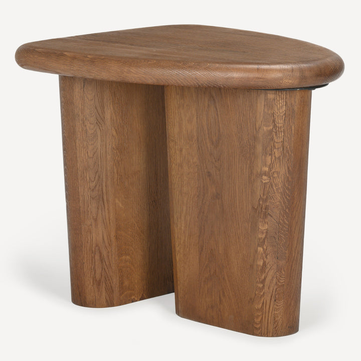 Eco-Chic Solid White Oak Sculpted Table - Toasted Brown