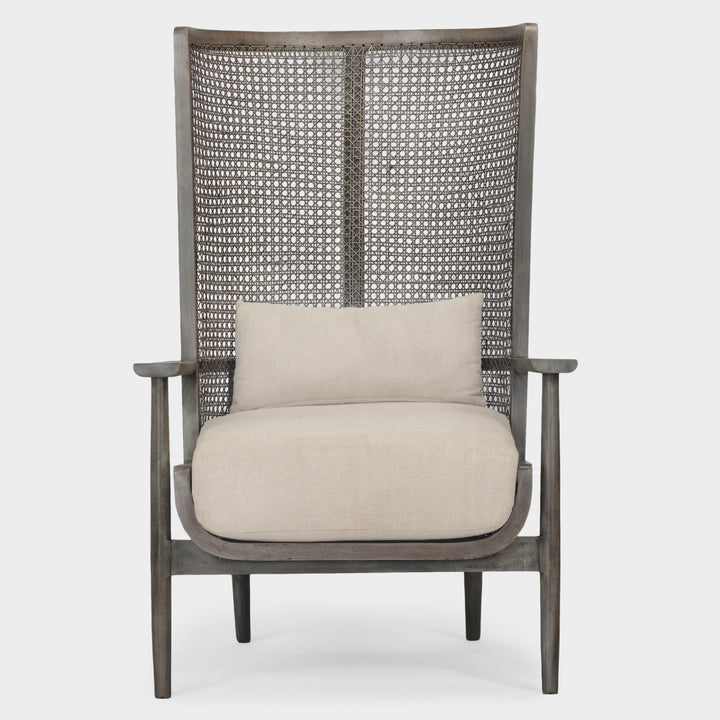 Modern Plantation-Woven Cane Lounge Chair - Charcoal Gray