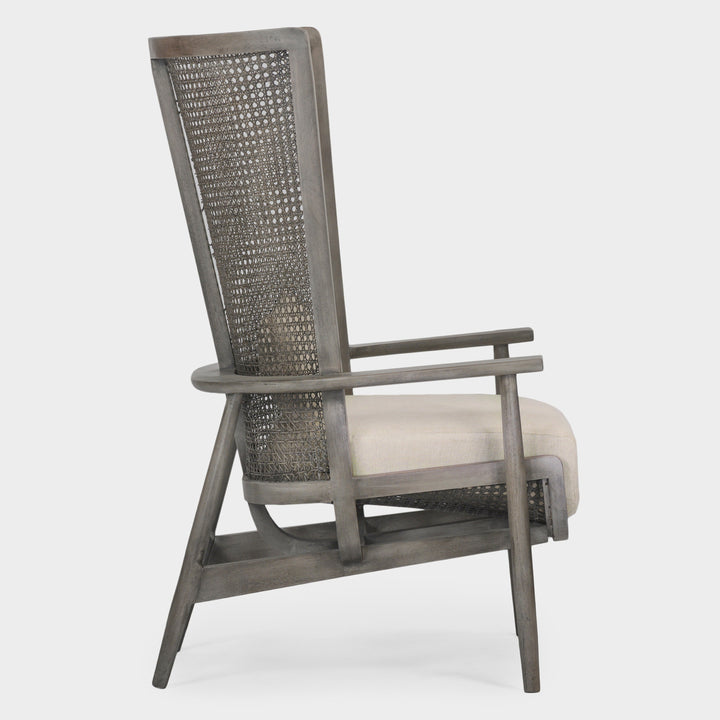 Modern Plantation-Woven Cane Lounge Chair - Charcoal Gray