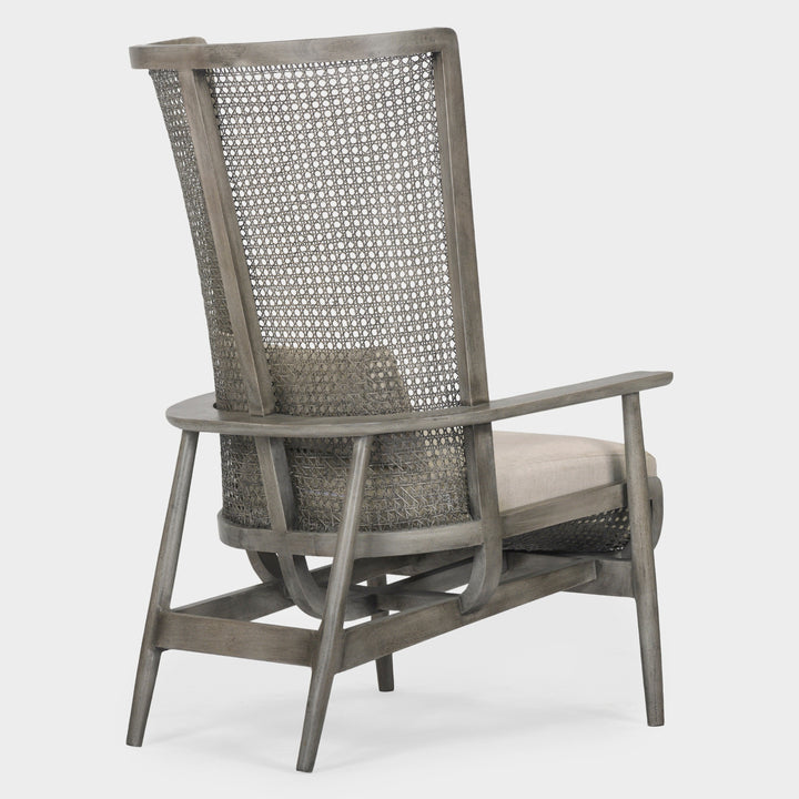 Modern Plantation-Woven Cane Lounge Chair - Charcoal Gray