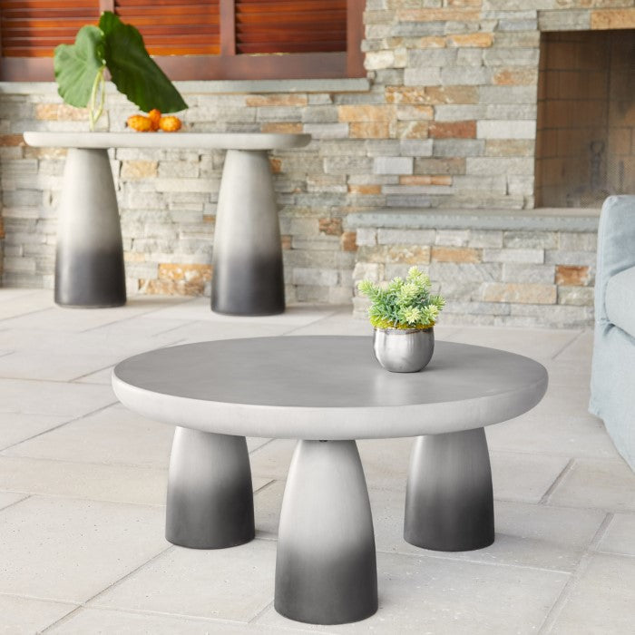 Modern Ombre Concrete Sculpture Outdoor Coffee Table