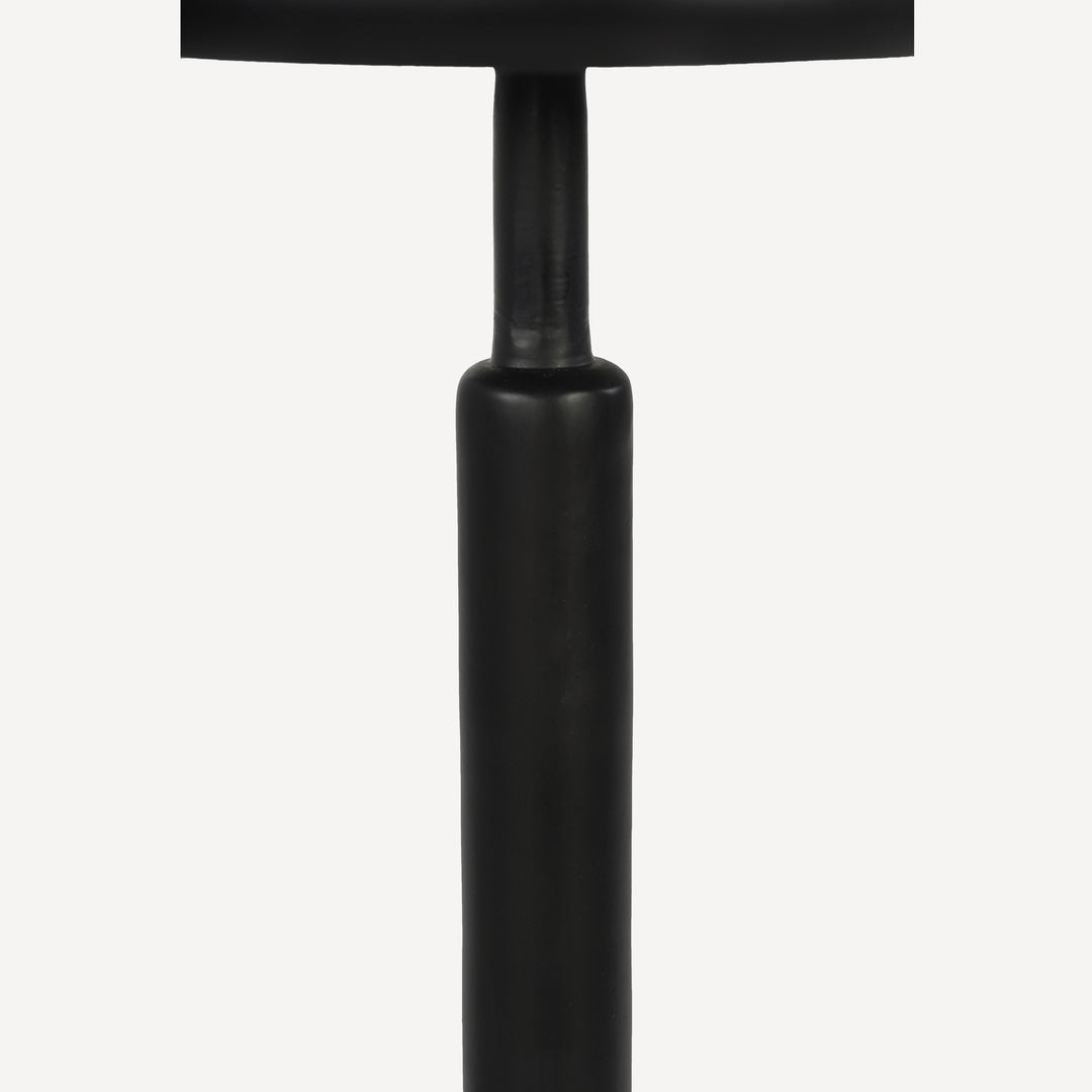 Modern Stone Inlay Aluminum Drink Table - Matte Black