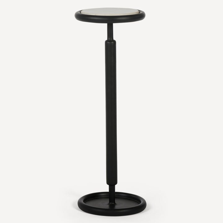 Modern Stone Inlay Aluminum Drink Table - Matte Black